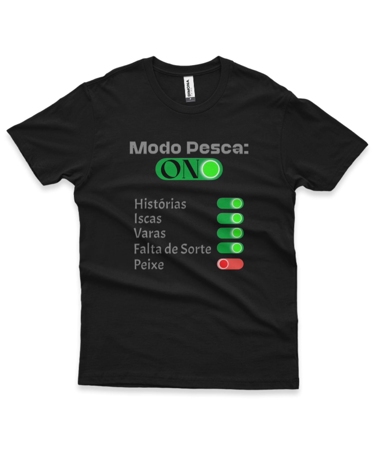 Camiseta Masculina Premium MODO PESCA ON 100% Algodão – Confortável para Pescadores