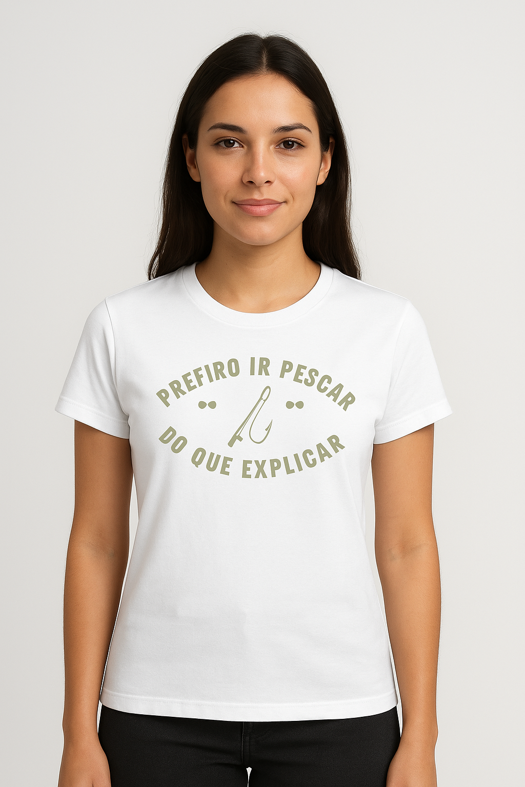 Camiseta Feminina Premium PREFIRO PESCAR DO QUE EXPLICAR 100% Algodão – Confortável para Mulheres que Pescam